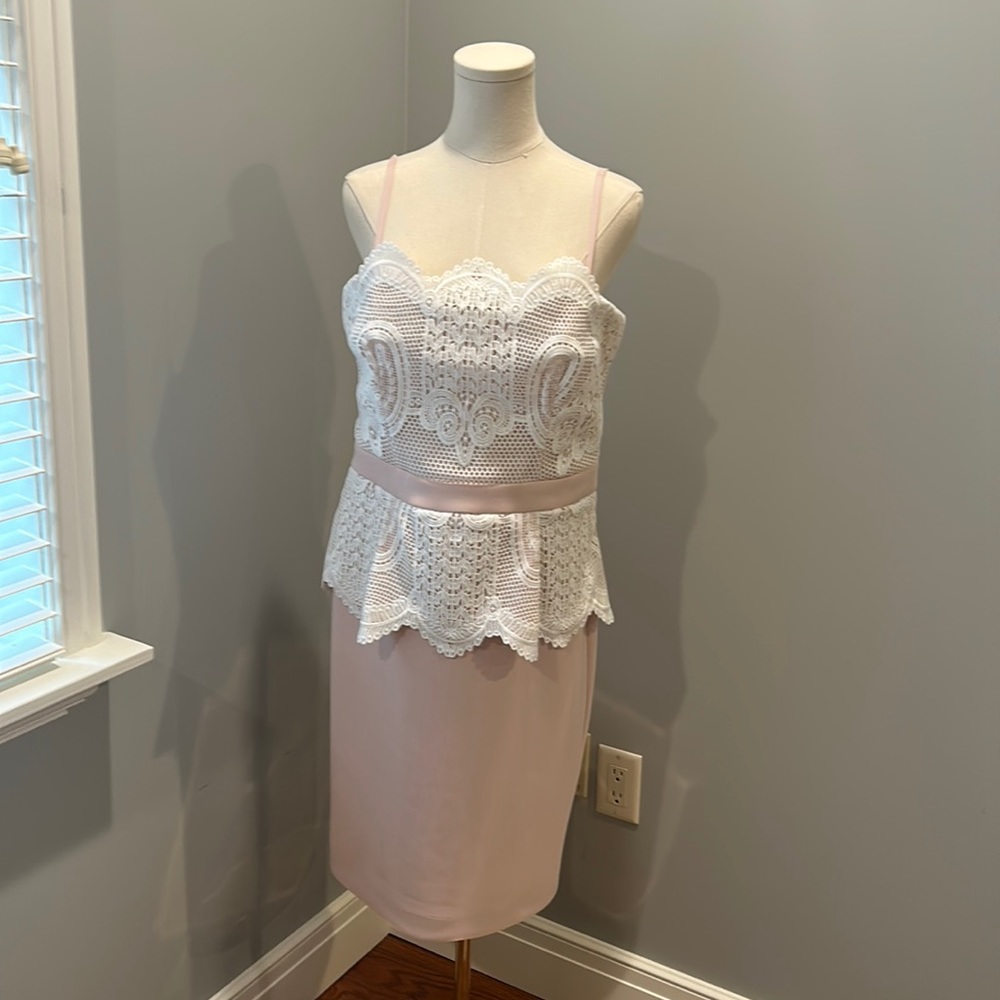 Formal midi dress with lace bodice